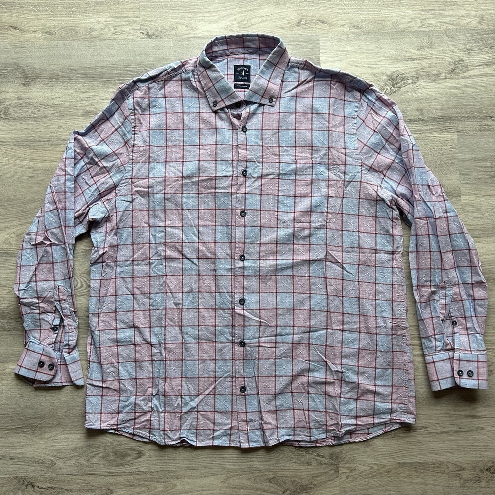 Johnnie-O Men Performance Button Up Plaid Shirt Long Sleeve XXL Multicolor